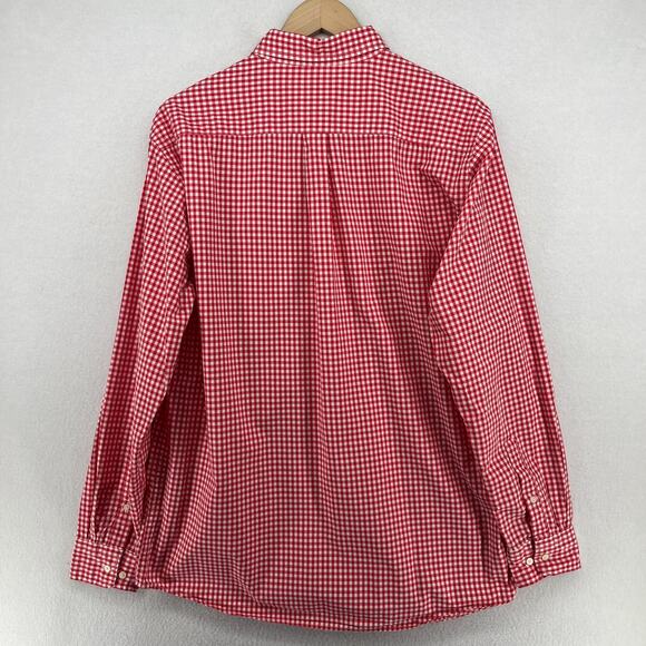 UNIQLO Shirt Mens L Gingham Check Button Up Long Sleeve Woven Cotton Red - Picture 3 of 15